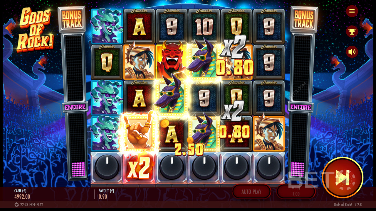 Use the Charged Wild symbol to trigger several wins in the Gods of Rock slot