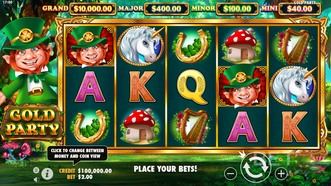 Win up to 5,000x the total stake in the Irish-themed Gold Party slot