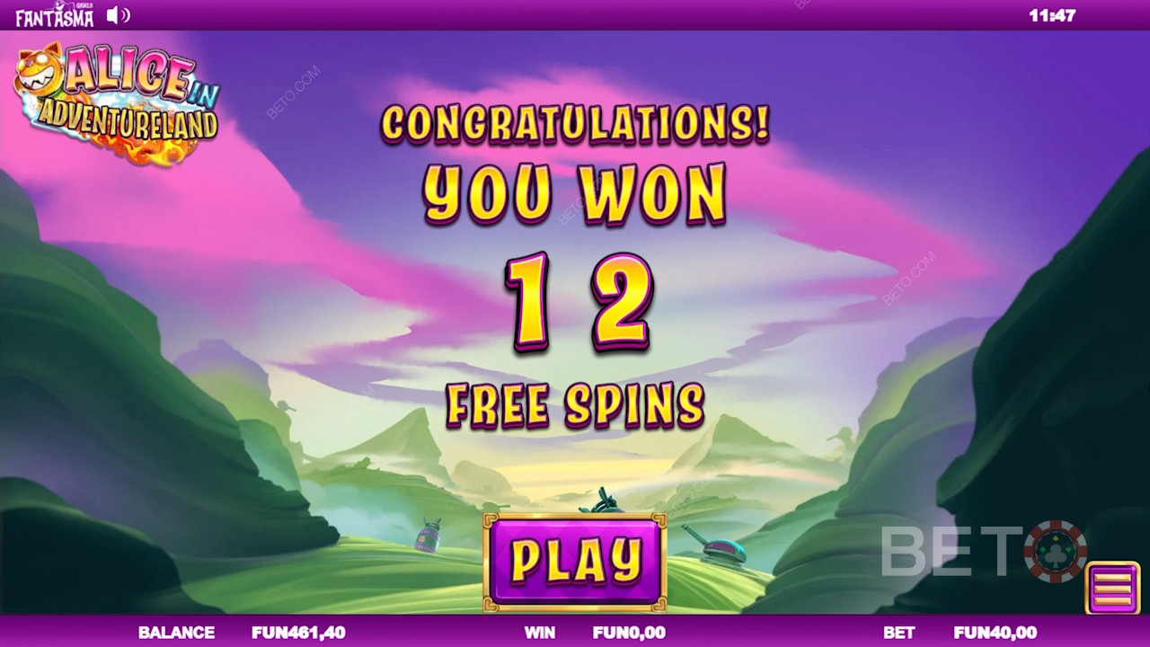 Enjoy 12 Free Spins with various exciting levels