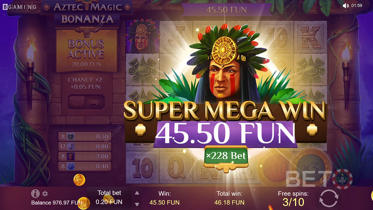 Get big wins in the Free Spins feature in  the Aztec Magic Bonanza slot