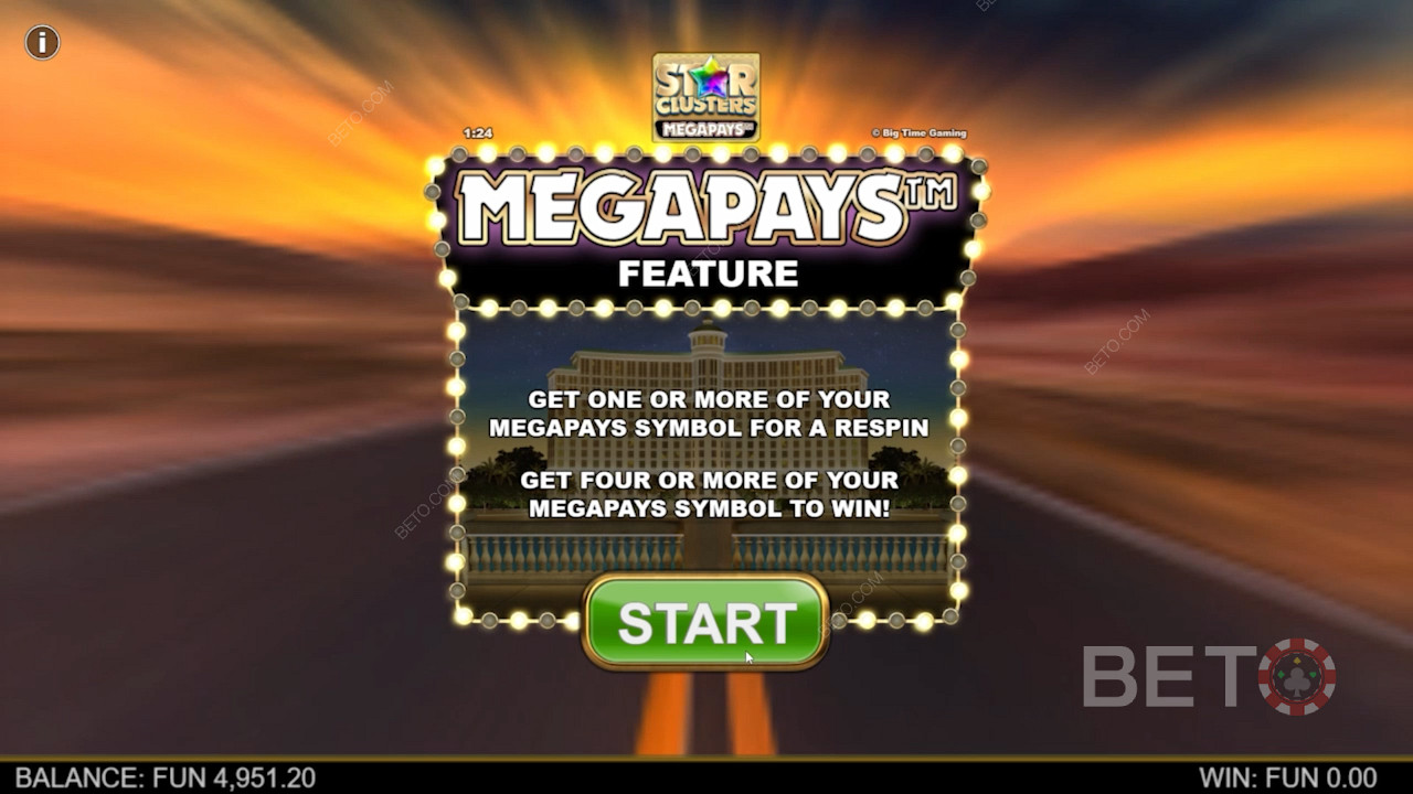 Win Jackpots through the Megapays feature in the Star Clusters Megapays slot