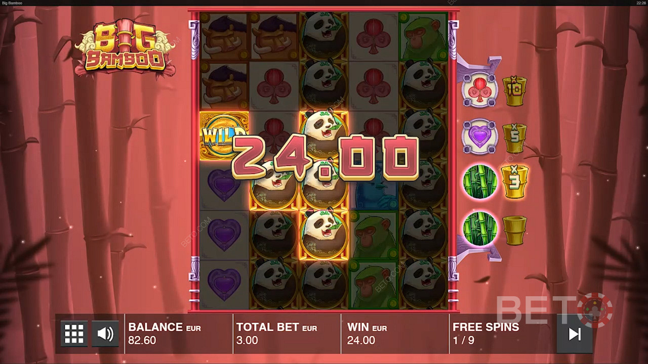Fill the Low Symbol meter to convert low-paying symbols into Mystery symbols in Free Spins