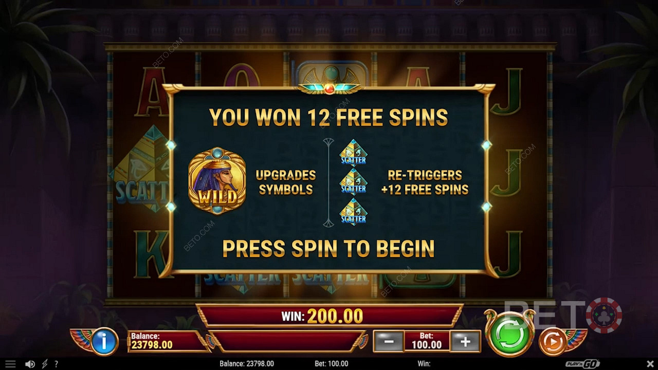 Unlock the Free Spin mode to obtain 12 Free Spins and re-trigger for up to 150 Free Spins