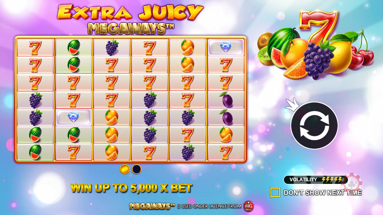 Play Extra Juicy Megaways and Win a maximum cash prize of 5,000x