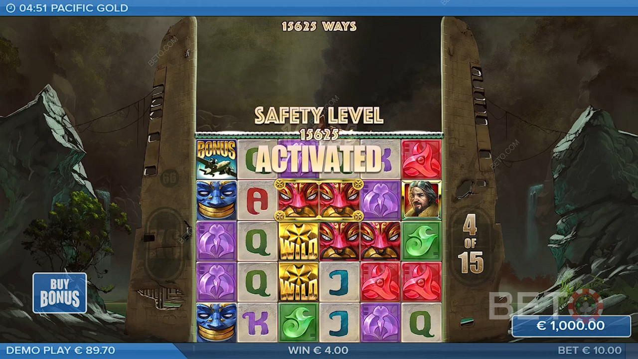 Increase the Safety Level and unlock the maximum ways to win in the Pacific Gold slot