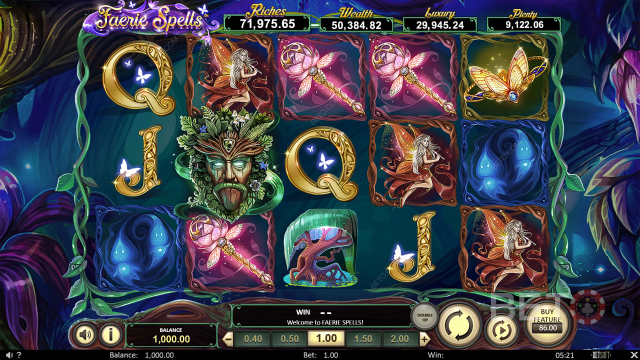 Enjoy a visually stunning theme in the Faerie Spells online slot