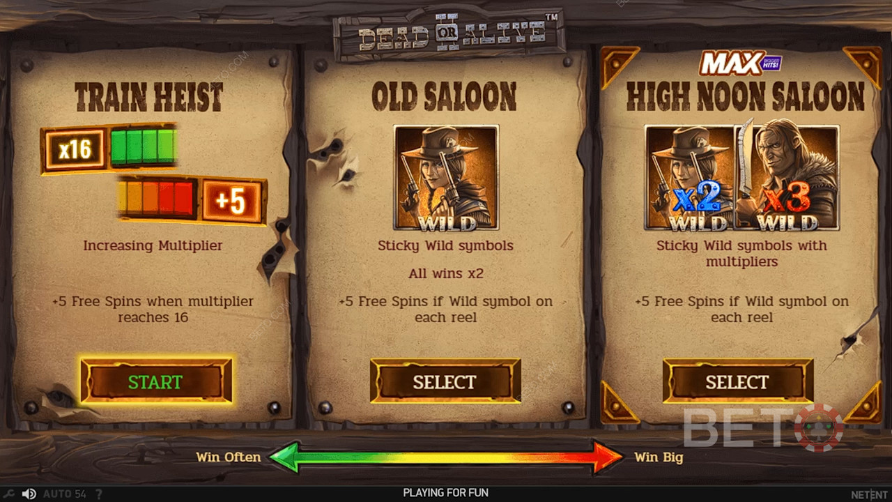 Choose the type of Free Spins you want based on variance
