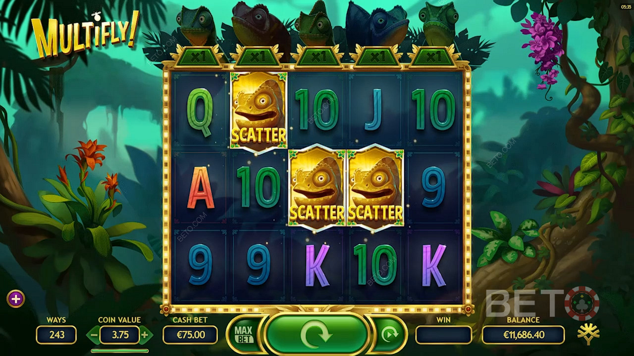 Land 3 Scatters on the reels to trigger the Free Spins