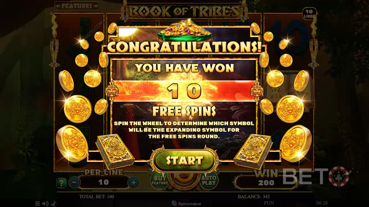 Win 10 Free Spins after landing 3 Scatters
