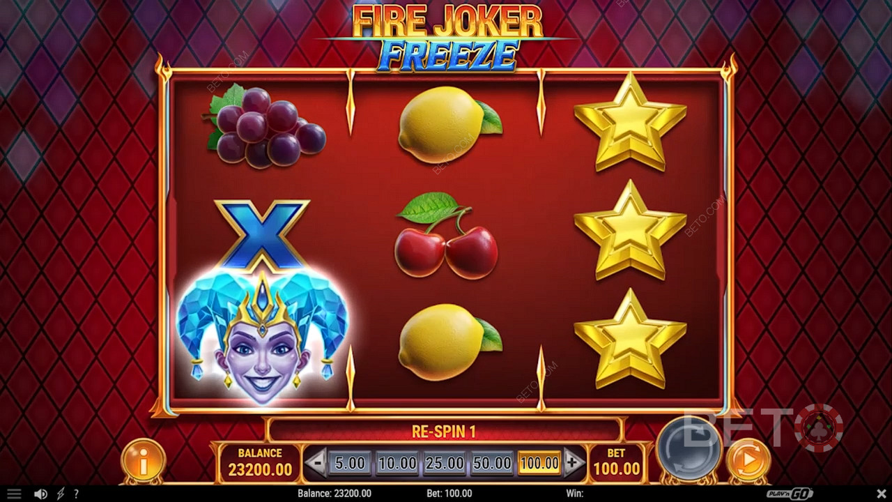 Ice Joker Wild on a non-winning spin will become a stack and award a Respin