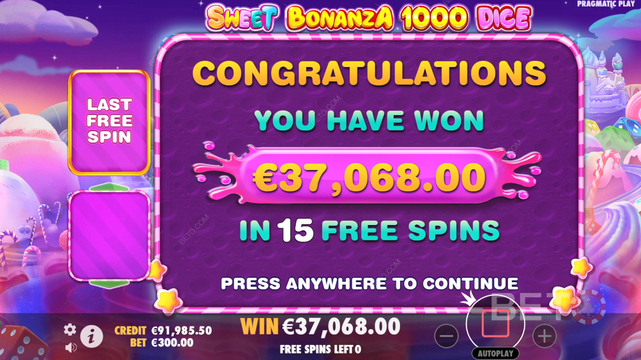 Captura de pantalla de Sweet Bonanza mostrando multiplicadores