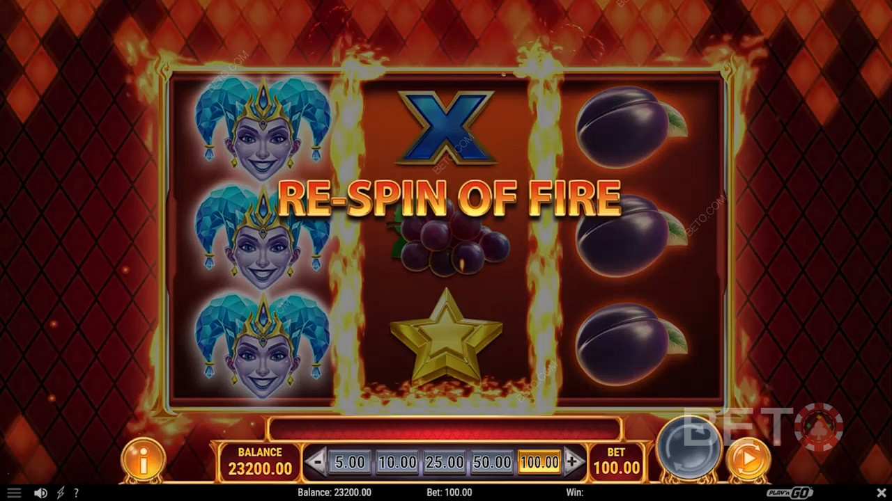 Stacked reels will stay and the remaining reel will Respin in the Fire Joker Freeze slot