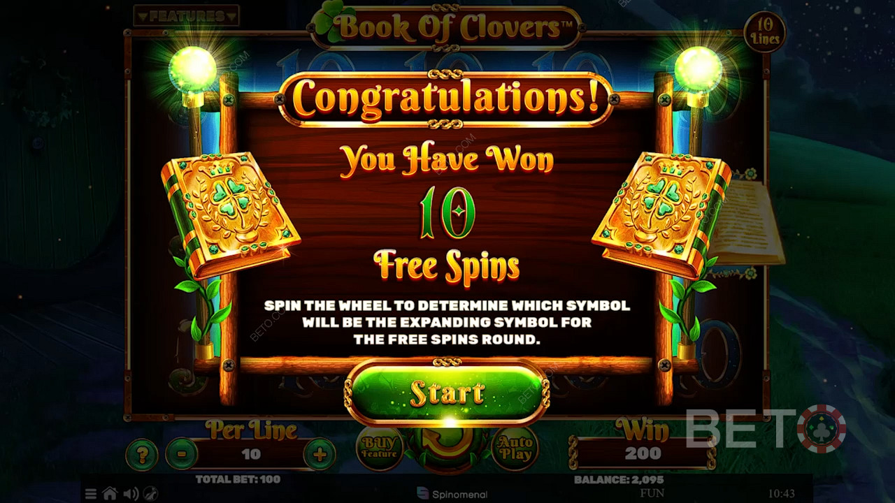 Unlock the Free Spins mode to obtain ten Free Spins and more exclusive bonuses