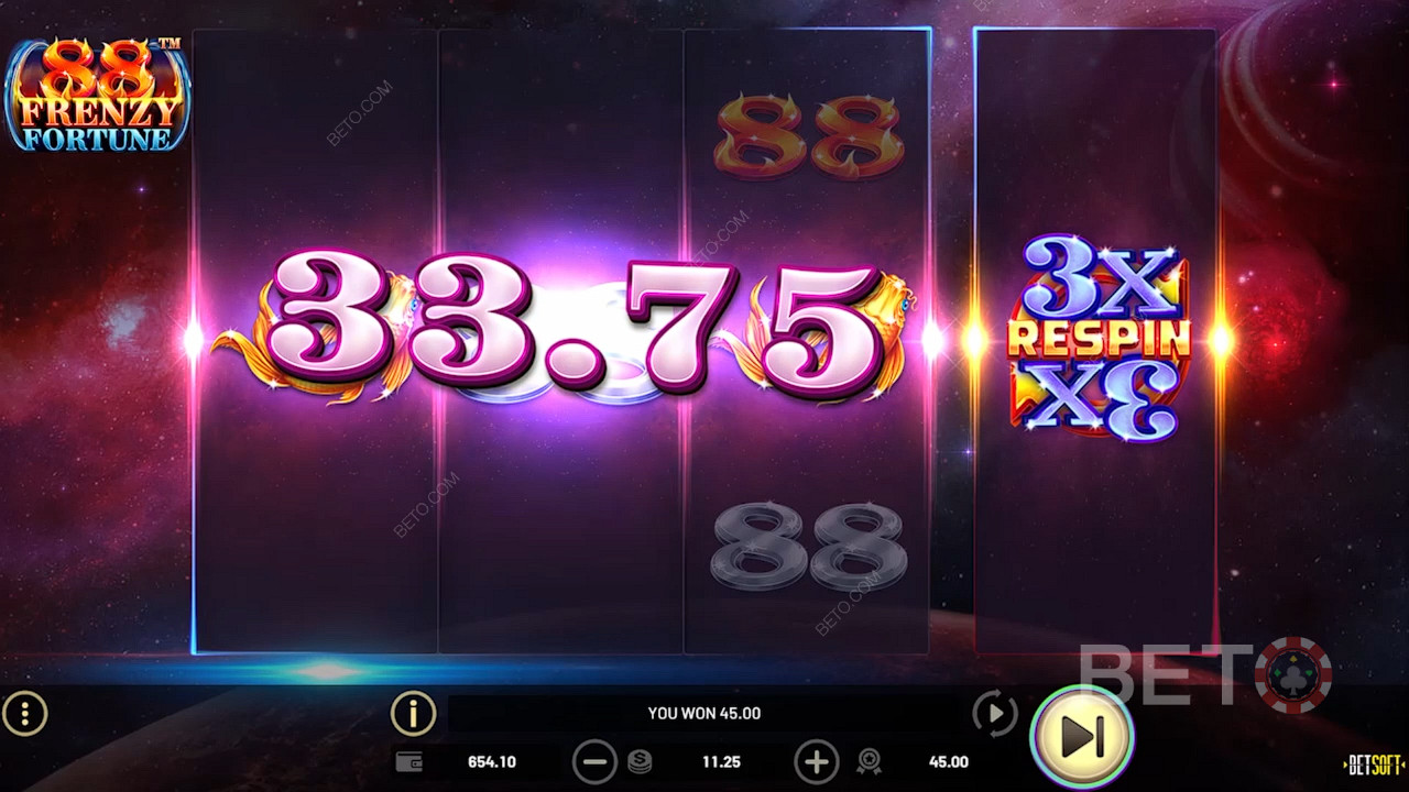 The Bonus Frenzy on the fourth reel relies on your luck to win big with random bonuses