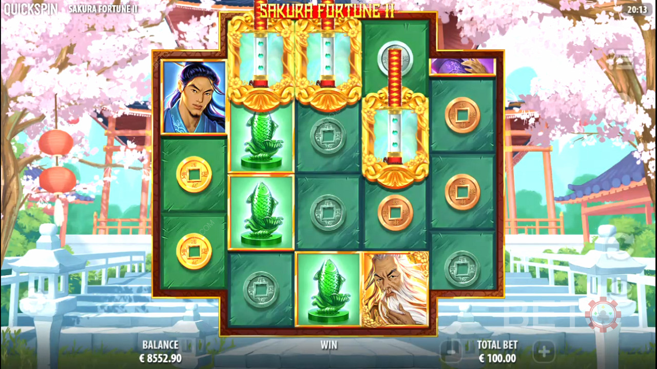3 or more Sword Scatters will trigger Free Spins