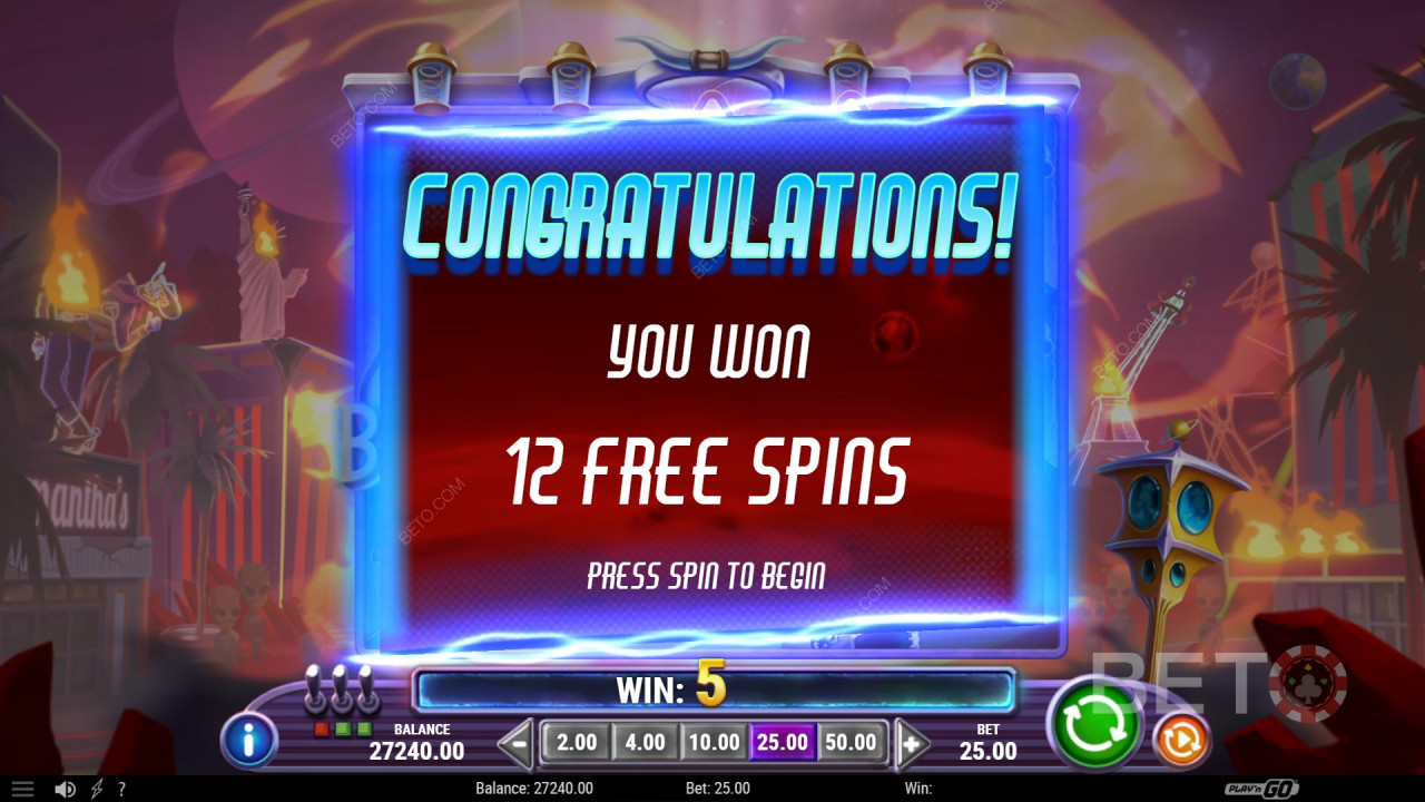 Win 2,500x Your bet in the Invading Vegas Revenge on Mars Video Slot!