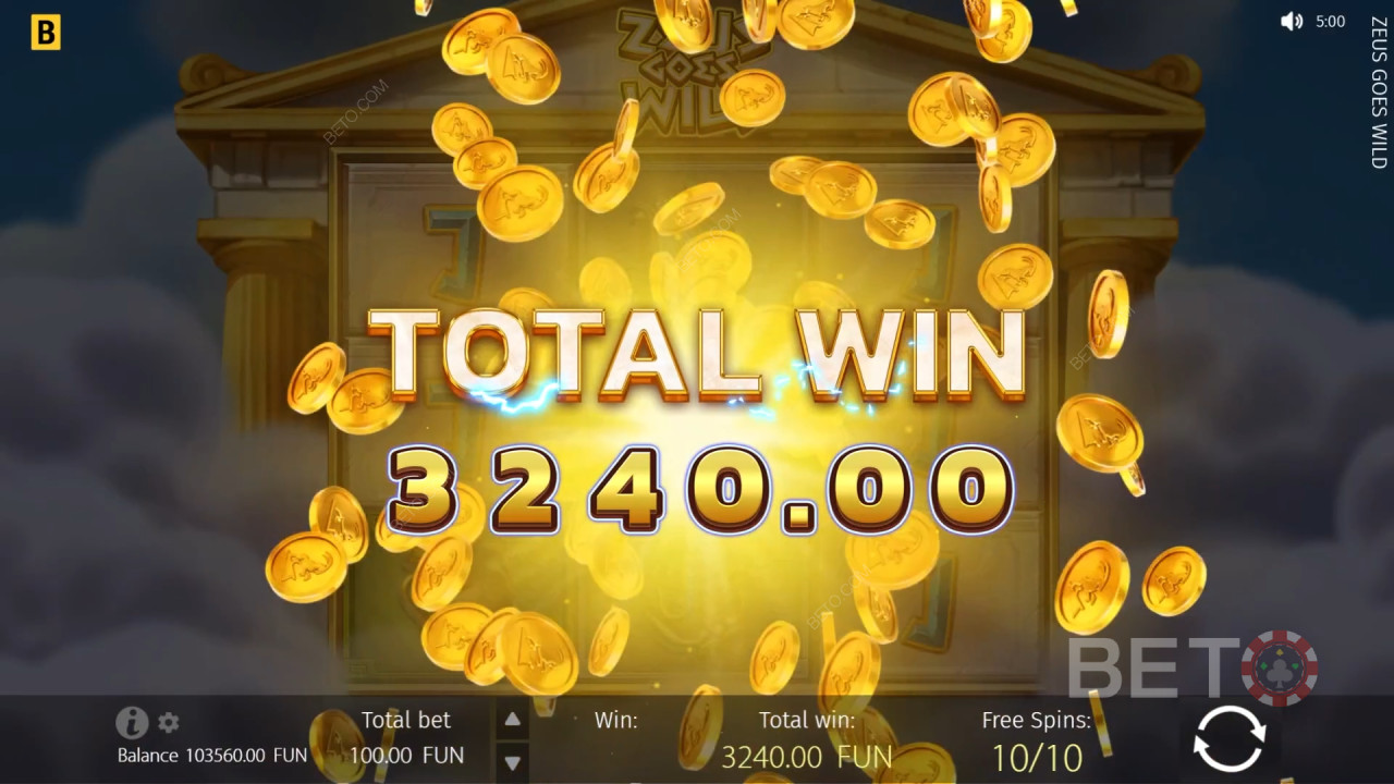 Win 800x Your bet in the Zeus Goes Wild Slot Machine!