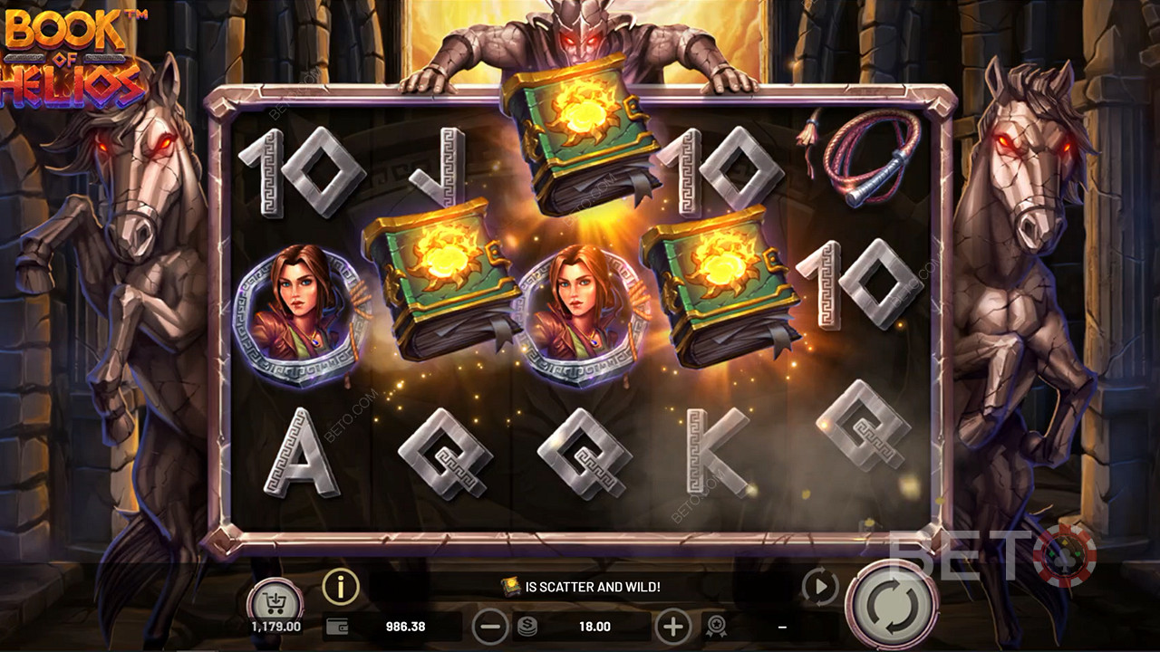 3 Scatters will trigger Free Spins in the Book of Helios slot machine