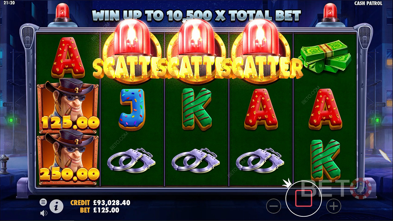 Land three or more Scatter symbols to unlock the Free Spins feature and earn fun bonuses