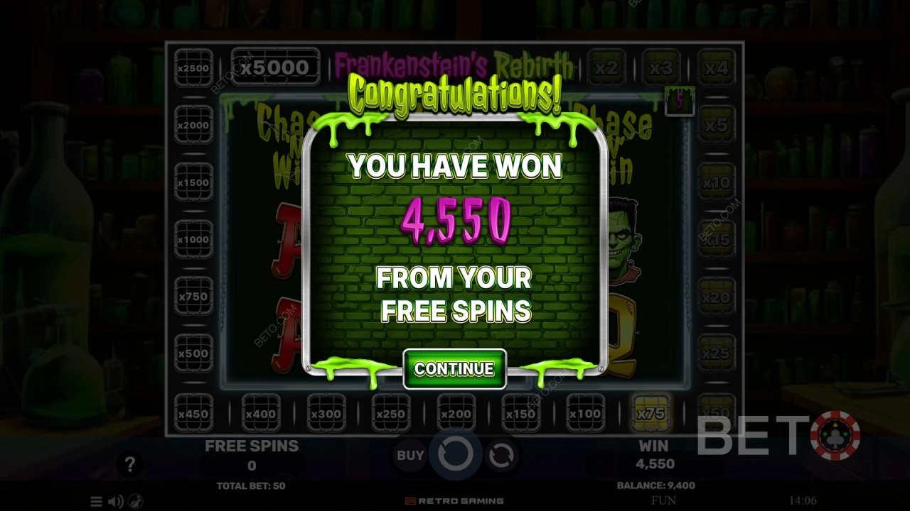Win 5,000x Your bet in the Frankenstein