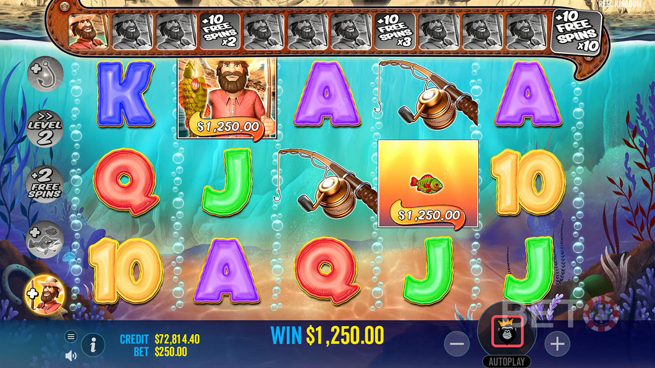 Collect Fisherman symbols to retrigger Free Spins and boost the Multiplier