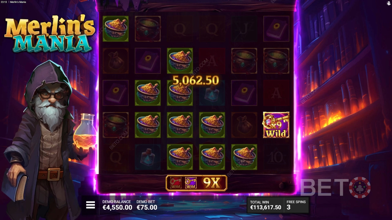 Bonus Features Explained in Merlin’s Mania by Bullshark Games