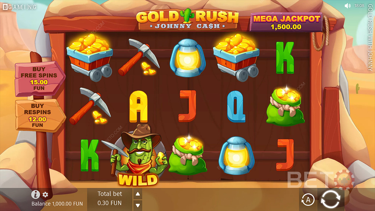 Directly buy the bonuses you want in Gold Rush With Johnny Cash casino game