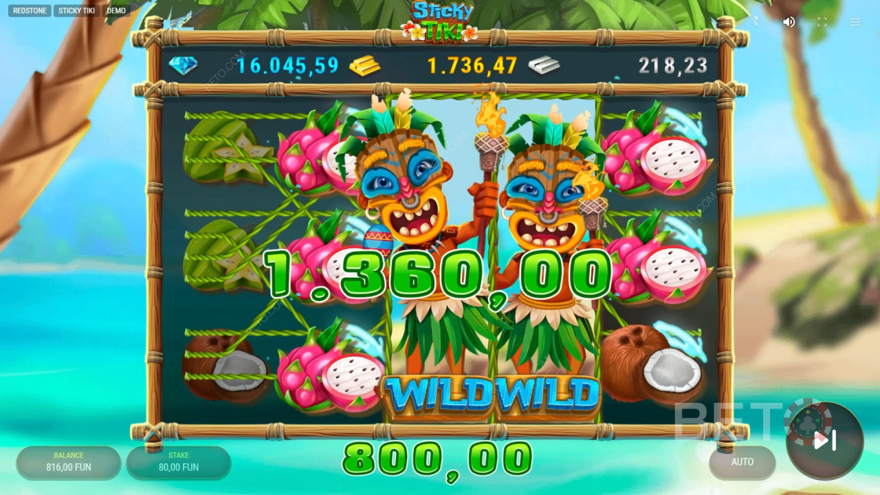 Win 10,000x Your bet in the Sticky Tiki Slot!