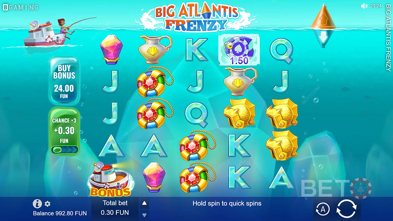 Adjust the layout by using the arrows in the Big Atlantis Frenzy online slot
