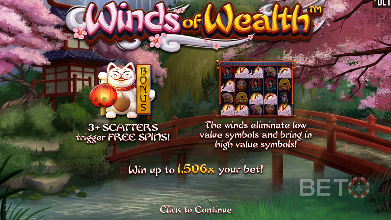 The Max Win is 1,506x of your stake in the Winds of Wealth online slot