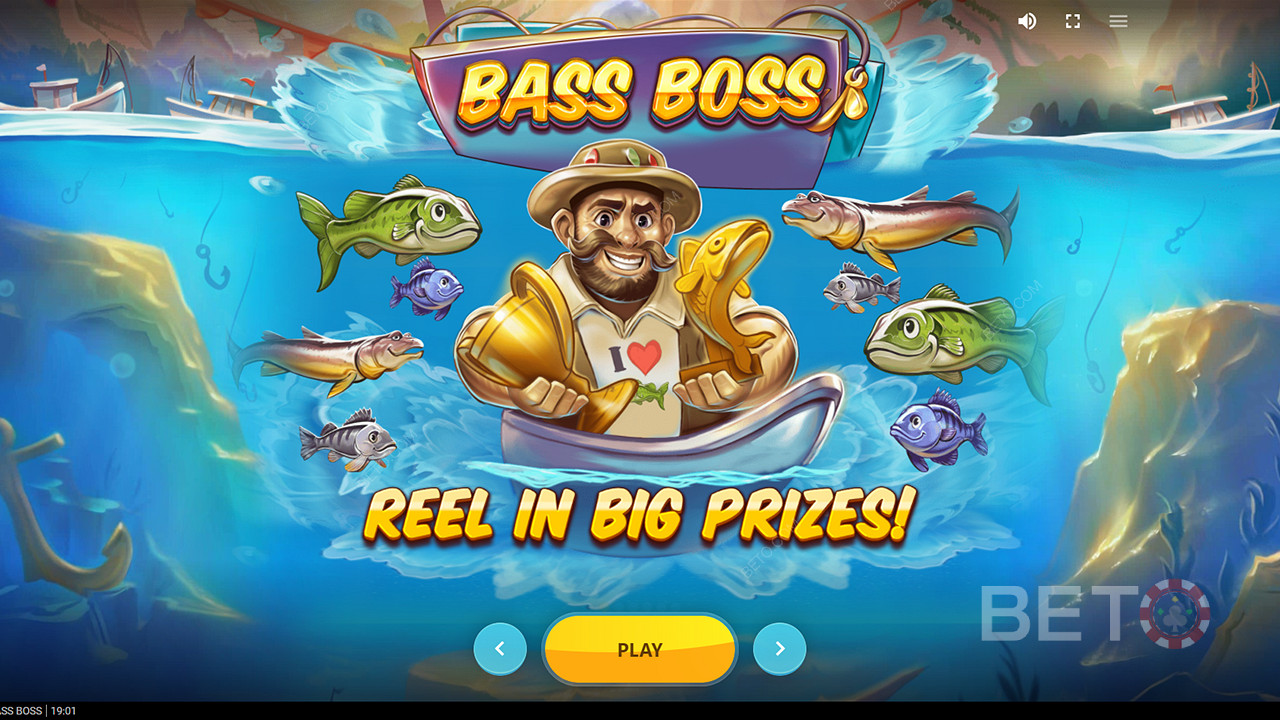 Win big prizes through Free Spins, Catch feature, and more in the Bass Boss slot