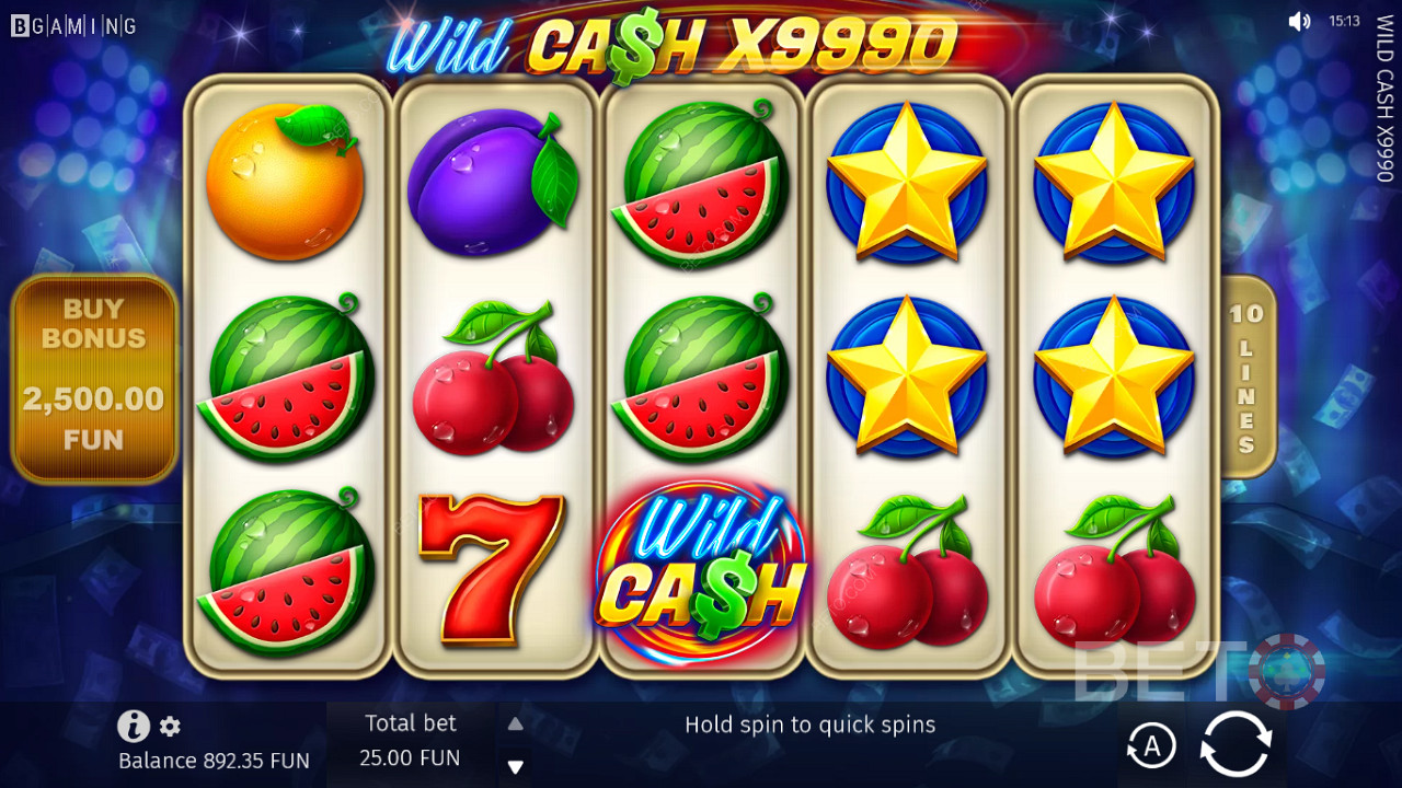 Wild Cash x9990 slot will remind you of classic slots