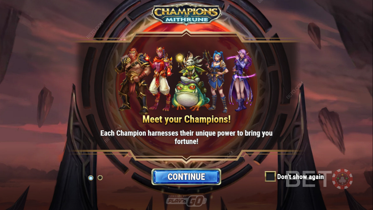 Enjoy random features in the base game in the Champions of Mithrune slot