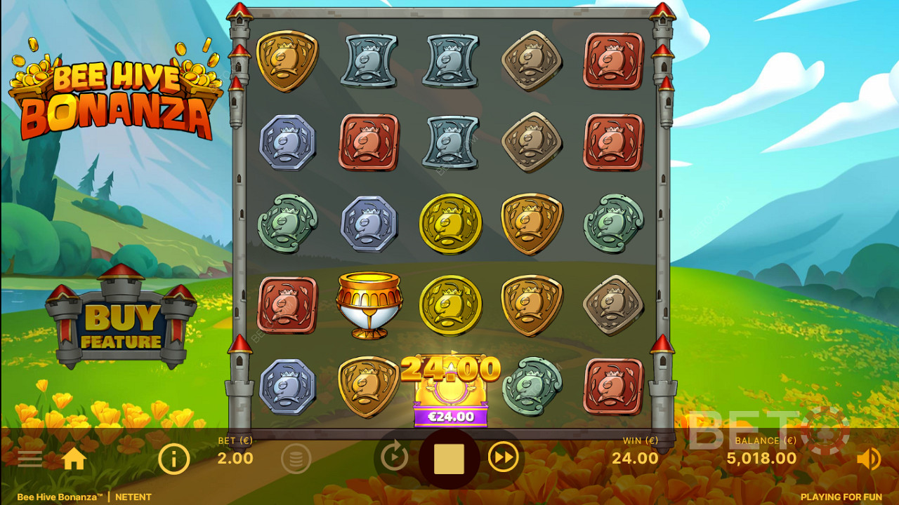 The Beehive symbols collect the values of bee symbols in the Bee Hive Bonanza slot