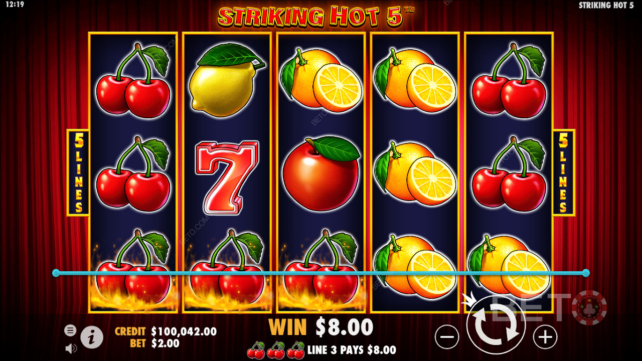 This fruity slot uses an RTP rate of 96.29% and is rated as a highly volatile game