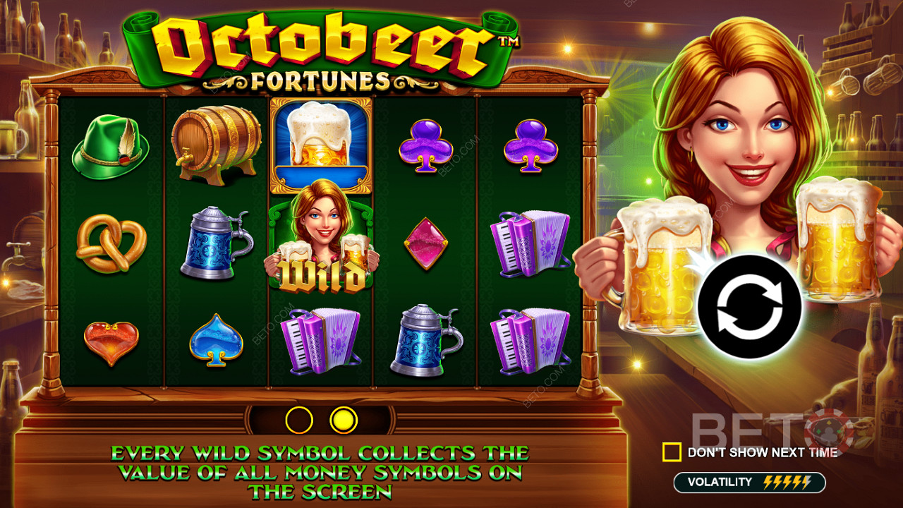 Wild symbols collect values of Money symbols in the Octobeer Fortunes online slot