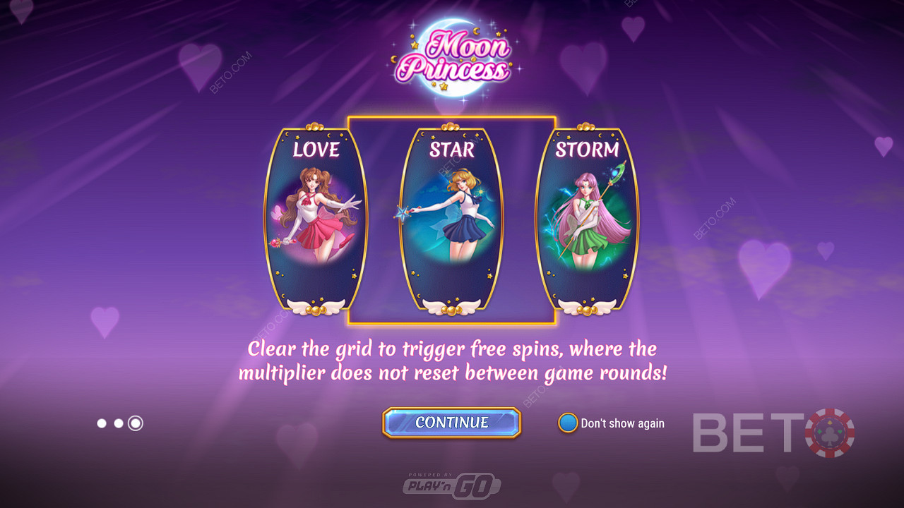 Choose the type of Free Spins you want in the Moon Princess slot machine