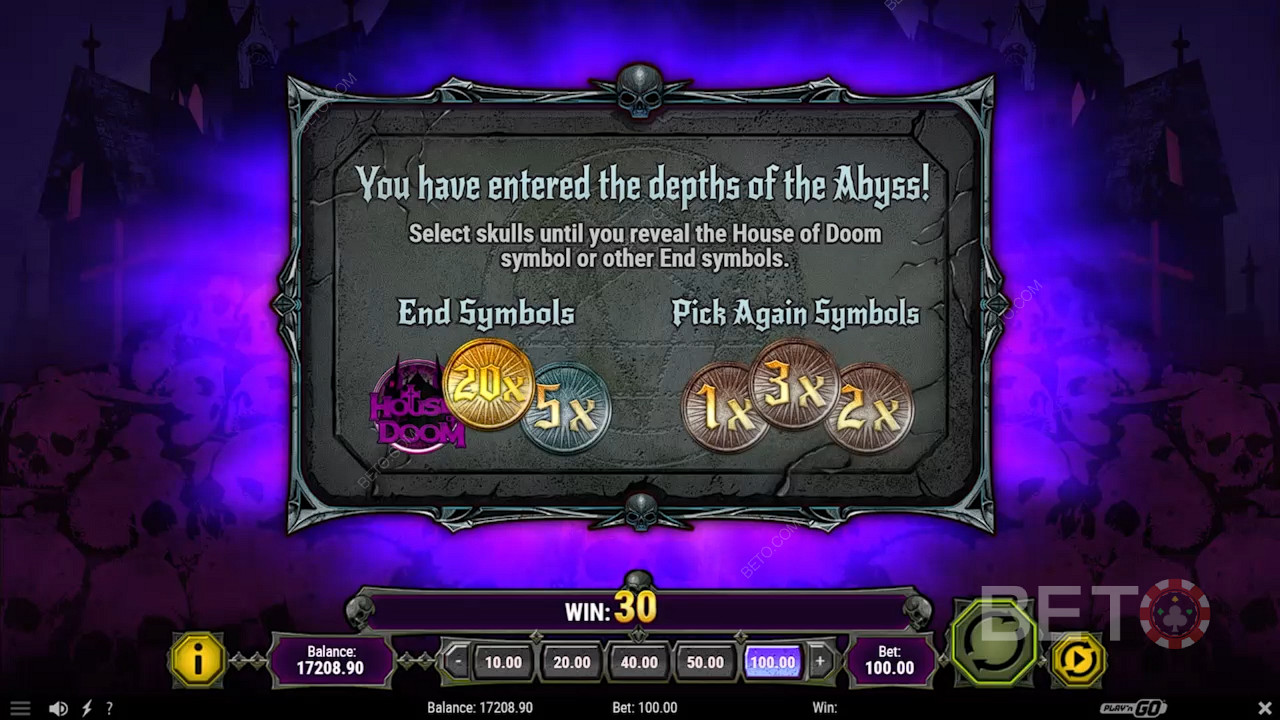 Unlock the Skulls of Abyss bonus game to unlock the best win potential with Multipliers