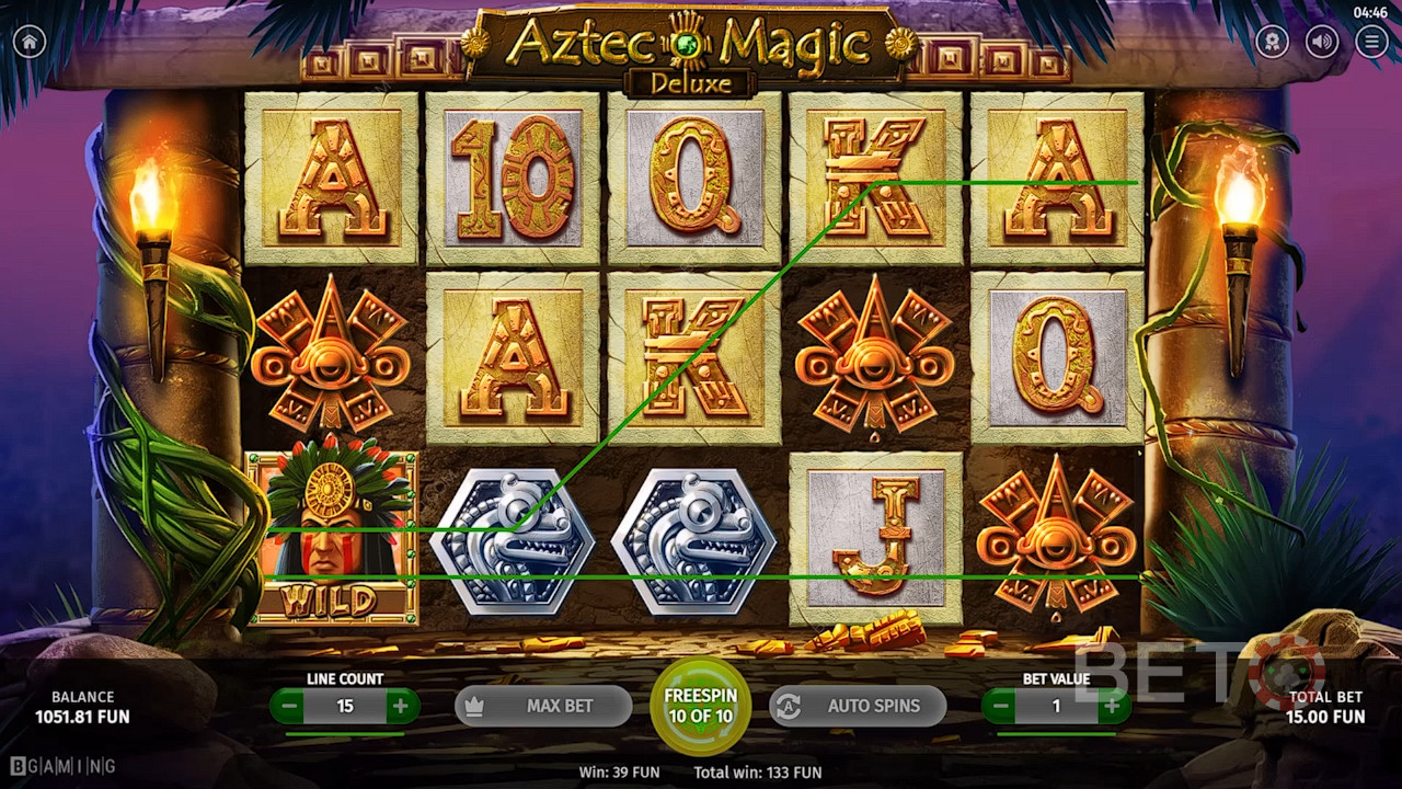 The Aztec warrior Wild will help create wins in the Aztec Magic Deluxe casino game