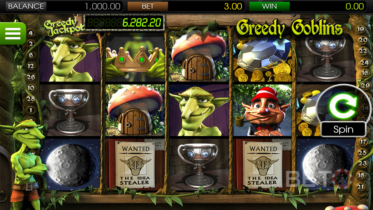 The Greedy Goblins RTP is clocked at a rate of 97.20% and features medium volatility