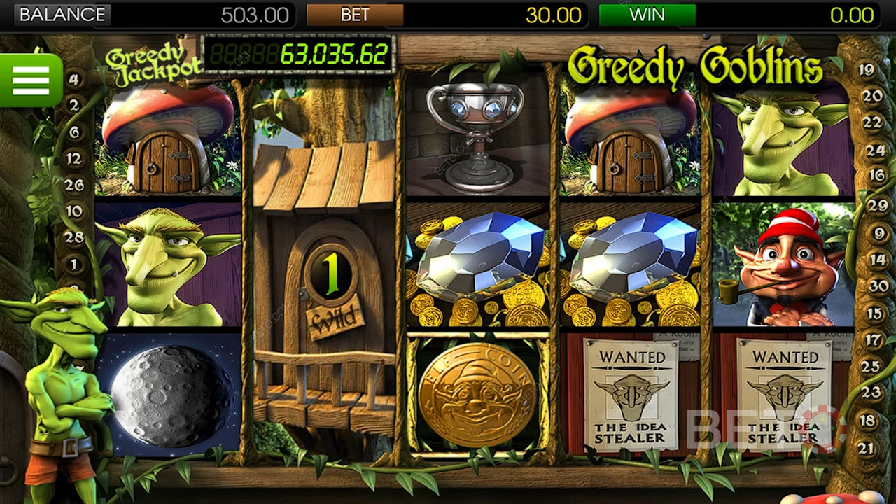 Bask in the greedy glory of the Goblins in the classic Betsoft online casino party