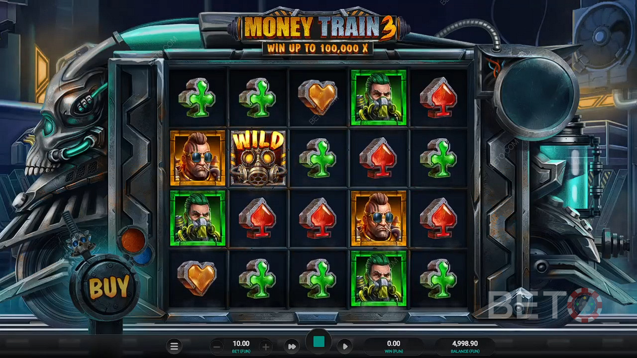 Enjoy a solid Respin round in the base game in Money Train 3 slot