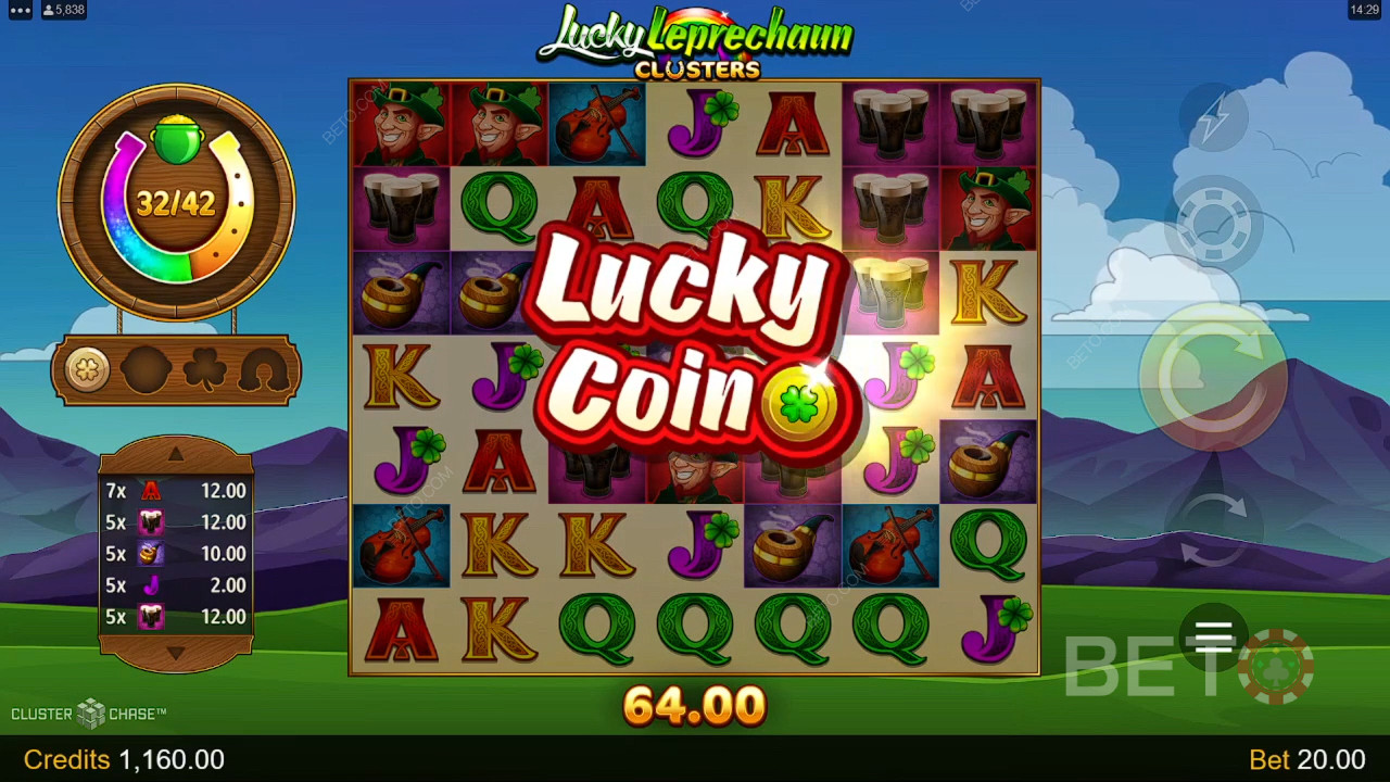 Win 4,600x Your bet in the Lucky Leprechaun Clusters Video Slot!