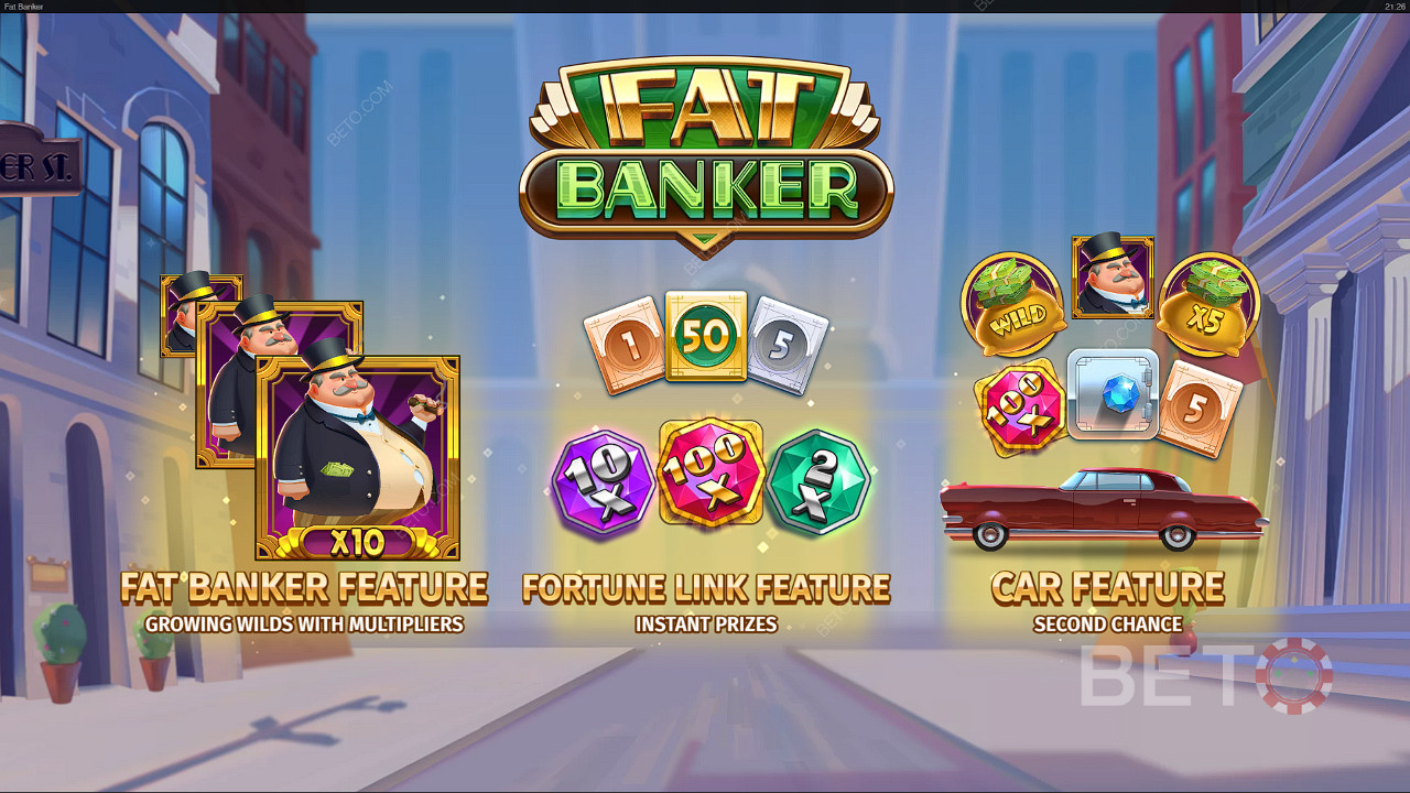 Enjoy so many amazing features like the Fat Banker bonus and Fortune Link feature