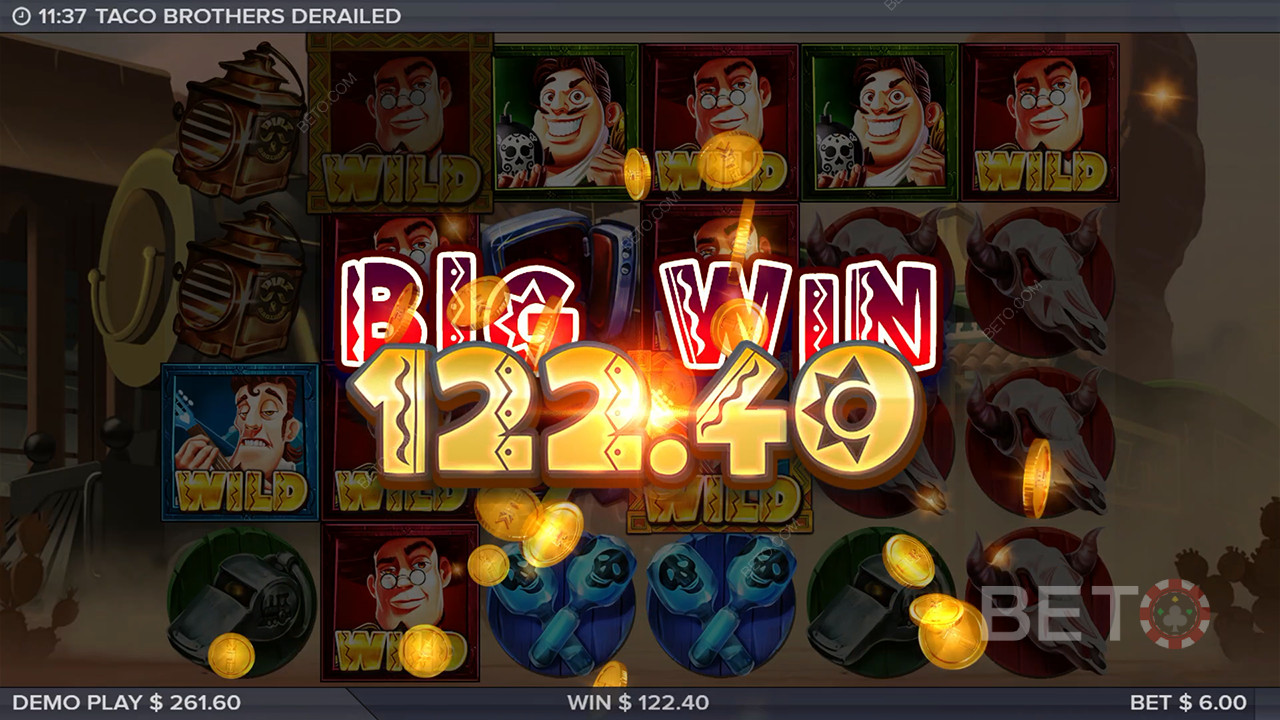 Win 10,000x Your bet in the Taco Brothers Derailed Video Slot!