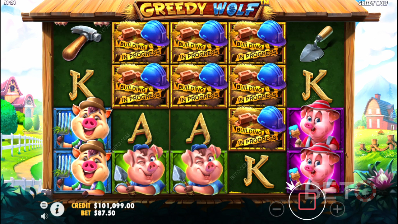 6 or more Scatters trigger Free Spins in the Greedy Wolf slot machine