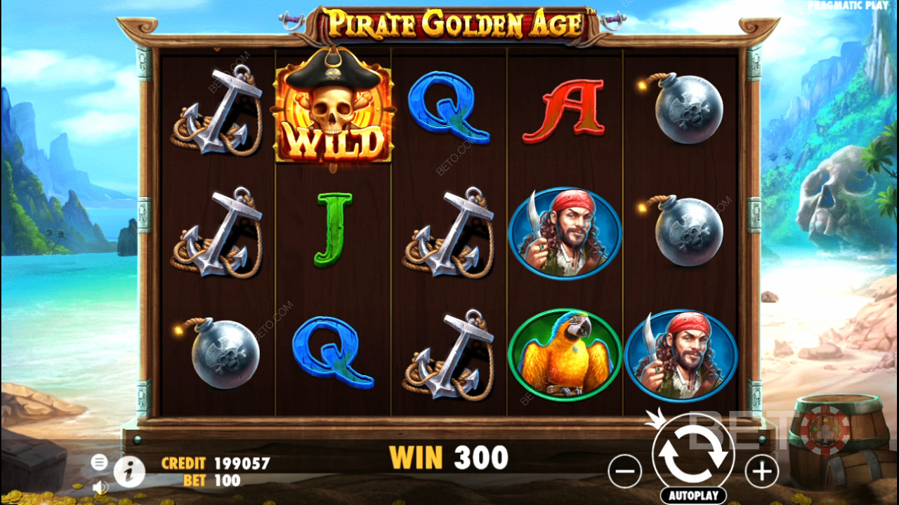 Even the regular pay symbols can give big payouts in the Pirate Golden Age slot