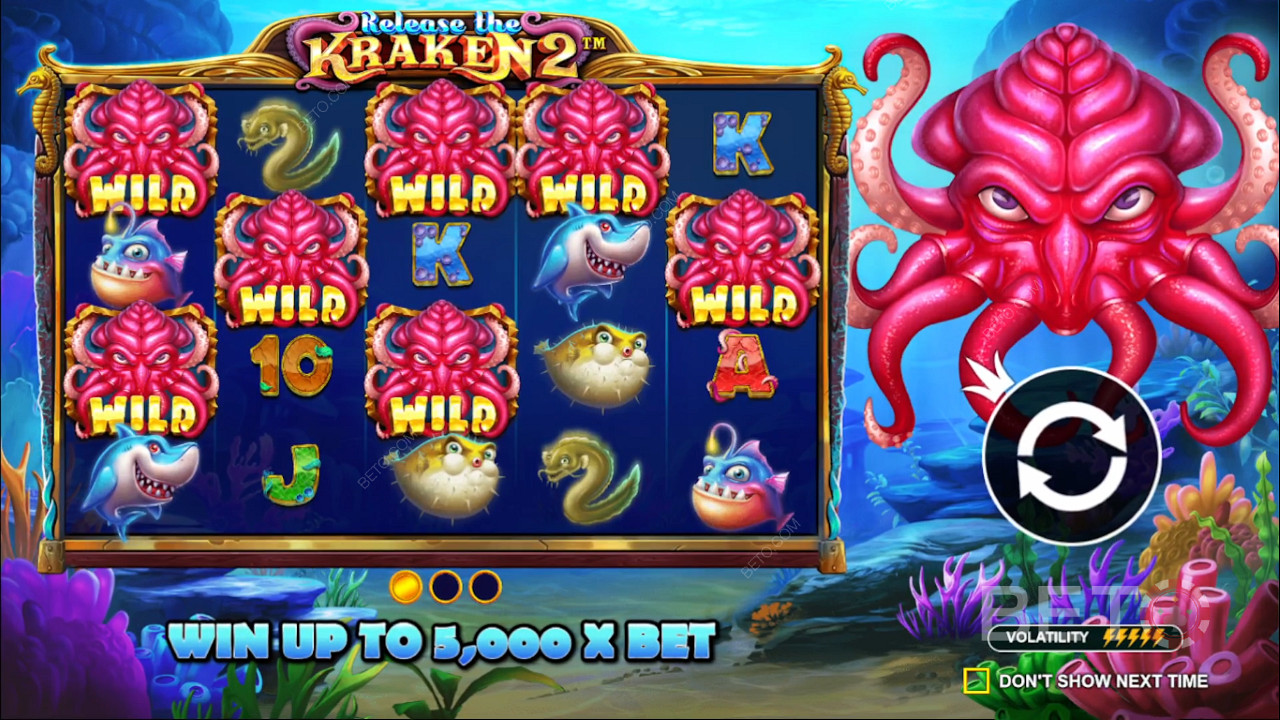 Enjoy random bonuses in the Release the Kraken 2 slot machine