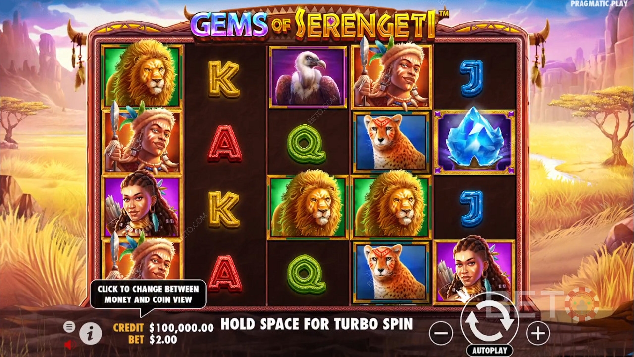 Enjoy the latest bonuses and fun theme in the Gems of Serengeti slot machine