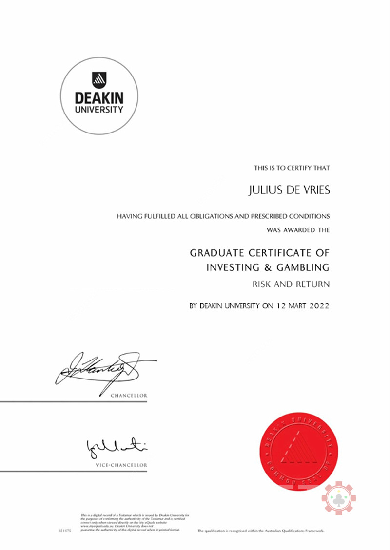 Julius de Vries - Certified at Deakin University